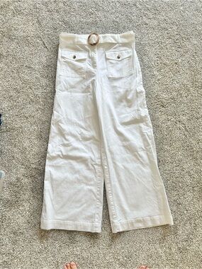 ✨ LOFT White Wide-Leg Cotton Pants Women’s Size 8 ✨